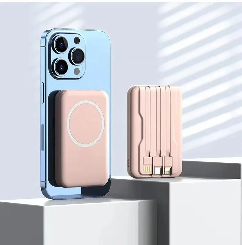 Magnetic Wireless Power Bank with Built-in Cable
