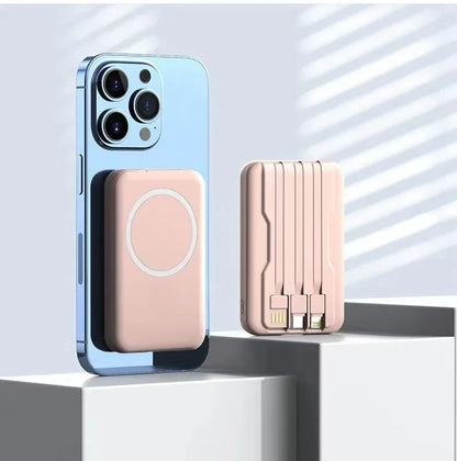 Magnetic Wireless Power Bank with Built-in Cable