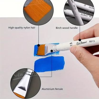 Large Flat Paint Brush Set