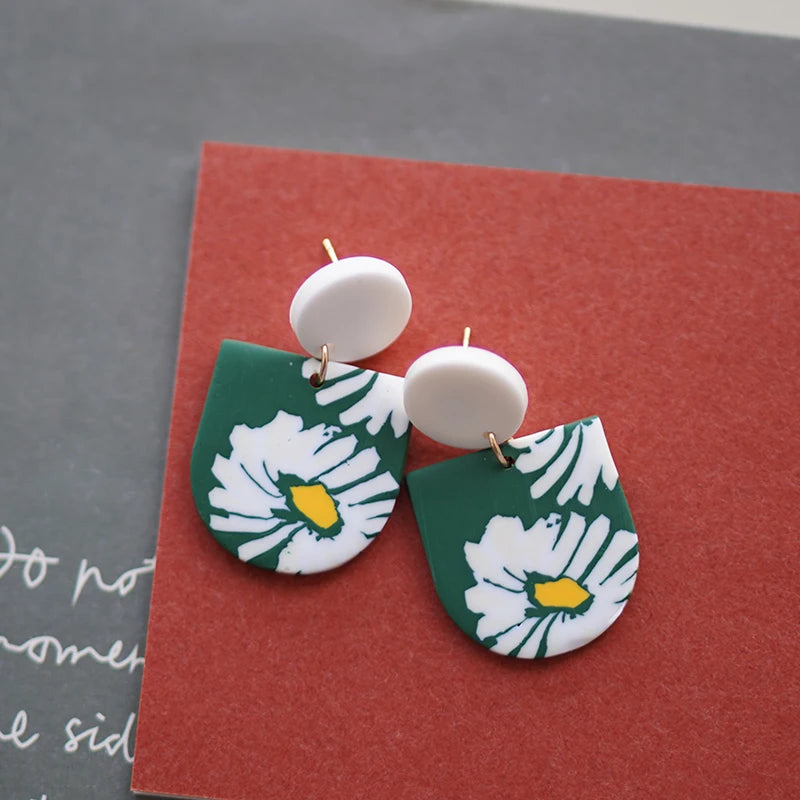 Flower Abstract Art Deco Pattern Earrings
