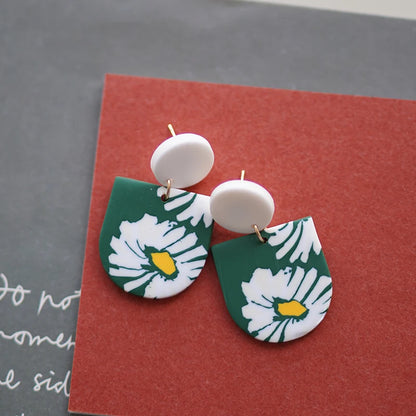 Flower Abstract Art Deco Pattern Earrings