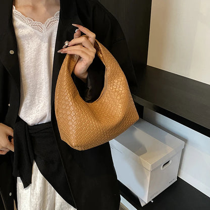 Women’s Woven Embossed PU Leather Hobo Shoulder Bag