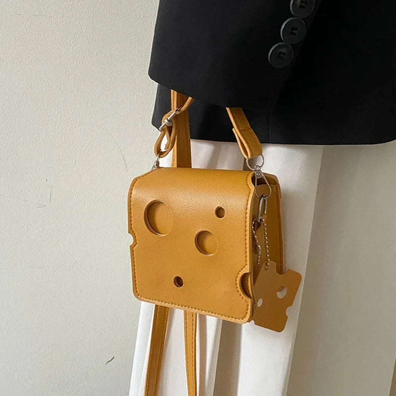 Cheese-Shaped Mini Crossbody Bag for Women