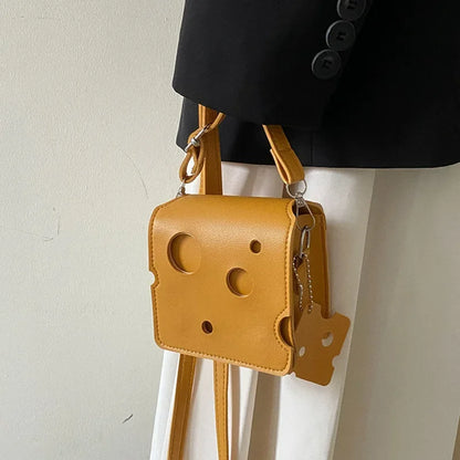 Cheese-Shaped Mini Crossbody Bag for Women