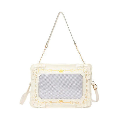 Y2K Bow Ita Bag Transparent Pocket Crossbody Handbag