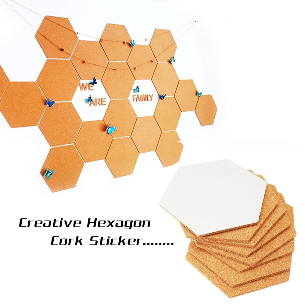 Hexagon Cork Board Wall Tiles Set