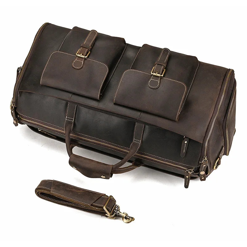 Crazy Horse Leather Travel Bag for Suits