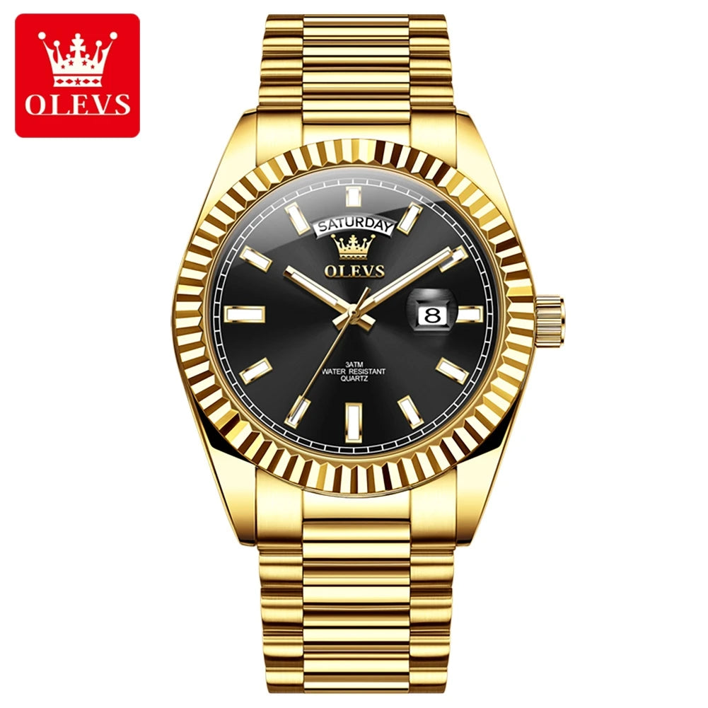 OLEVS Men's Rose Gold Stainless Steel Quartz Watch