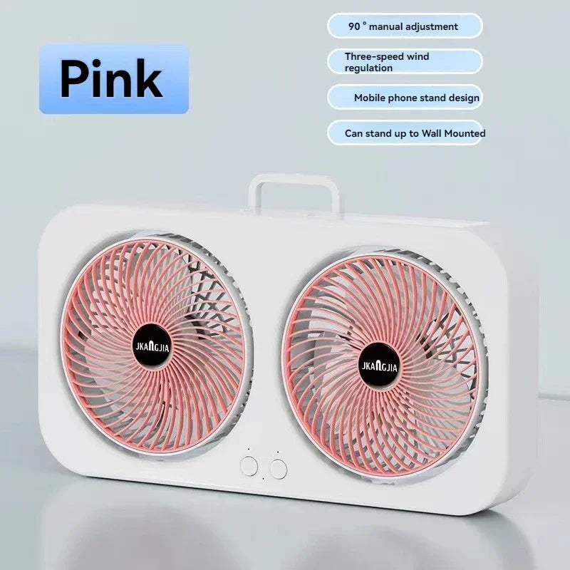 Dual Head USB Desk Fan Portable Cooling Fan