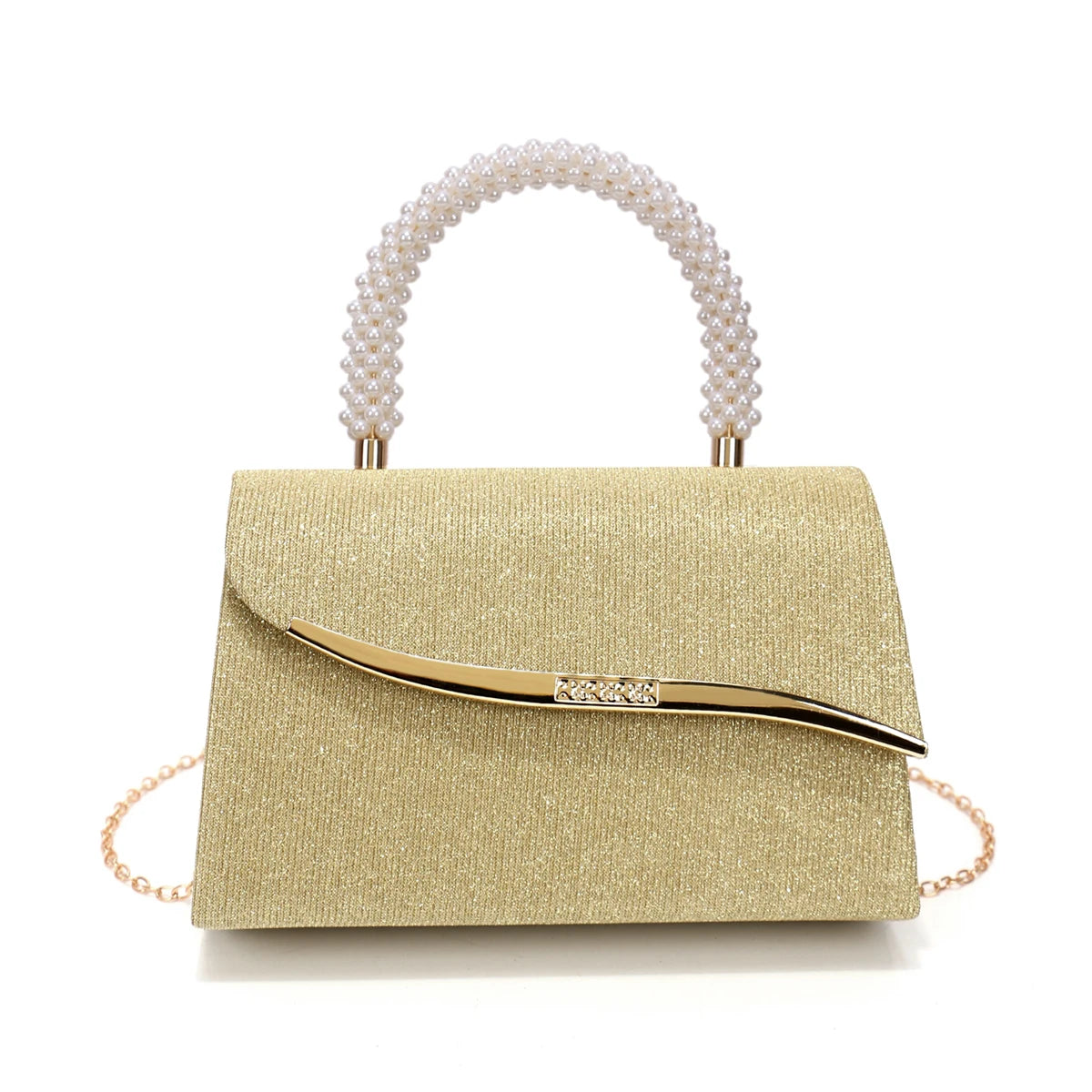 Metal Pearl Glitter Evening Clutch Bag