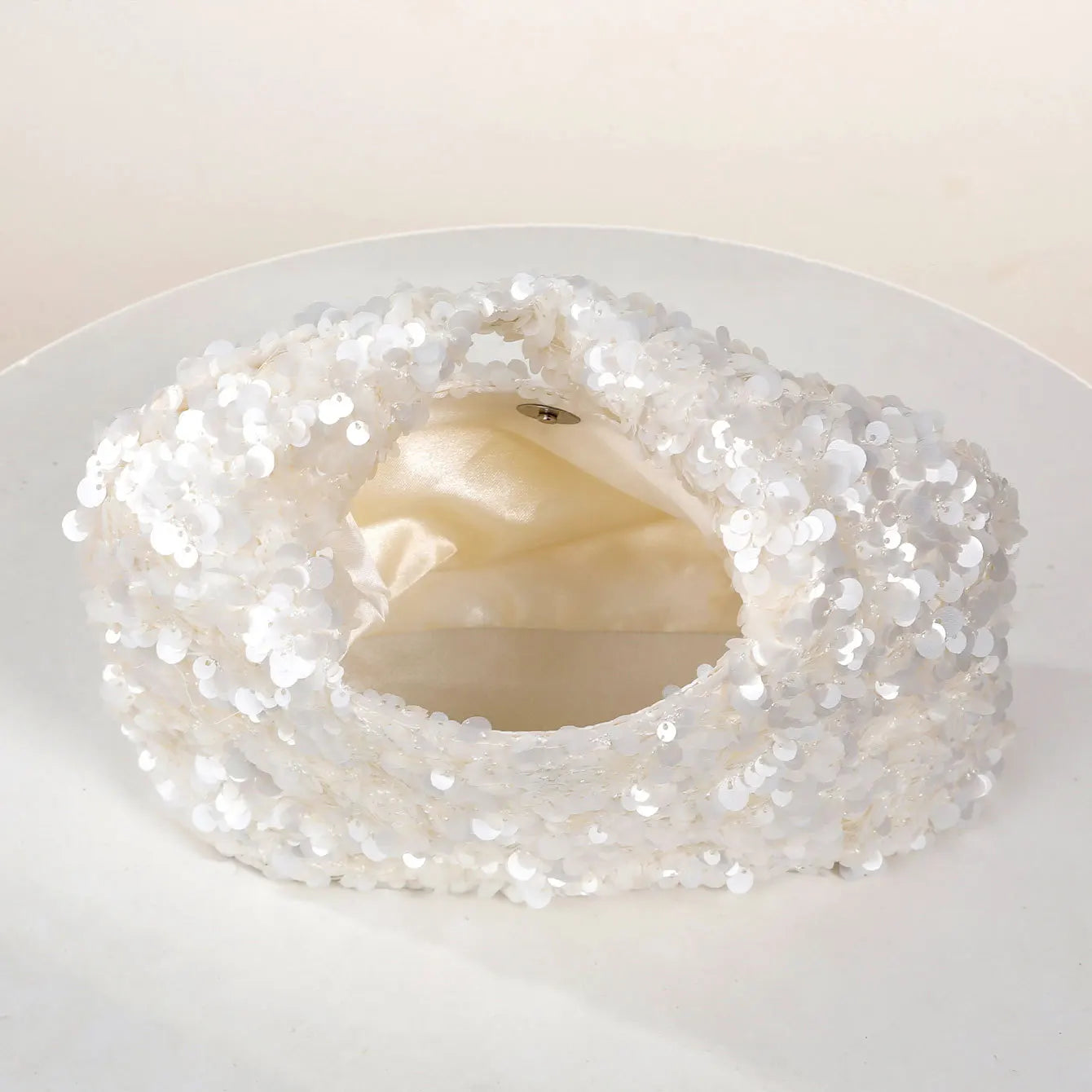 White Sequin Hobo Bag – Elegant Evening Clutch Purse