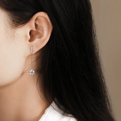 925 Sterling Silver Moissanite Tassel Earrings