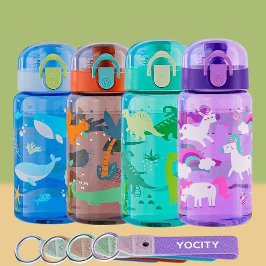 18.6oz Cartoon Water Bottle with Rope
