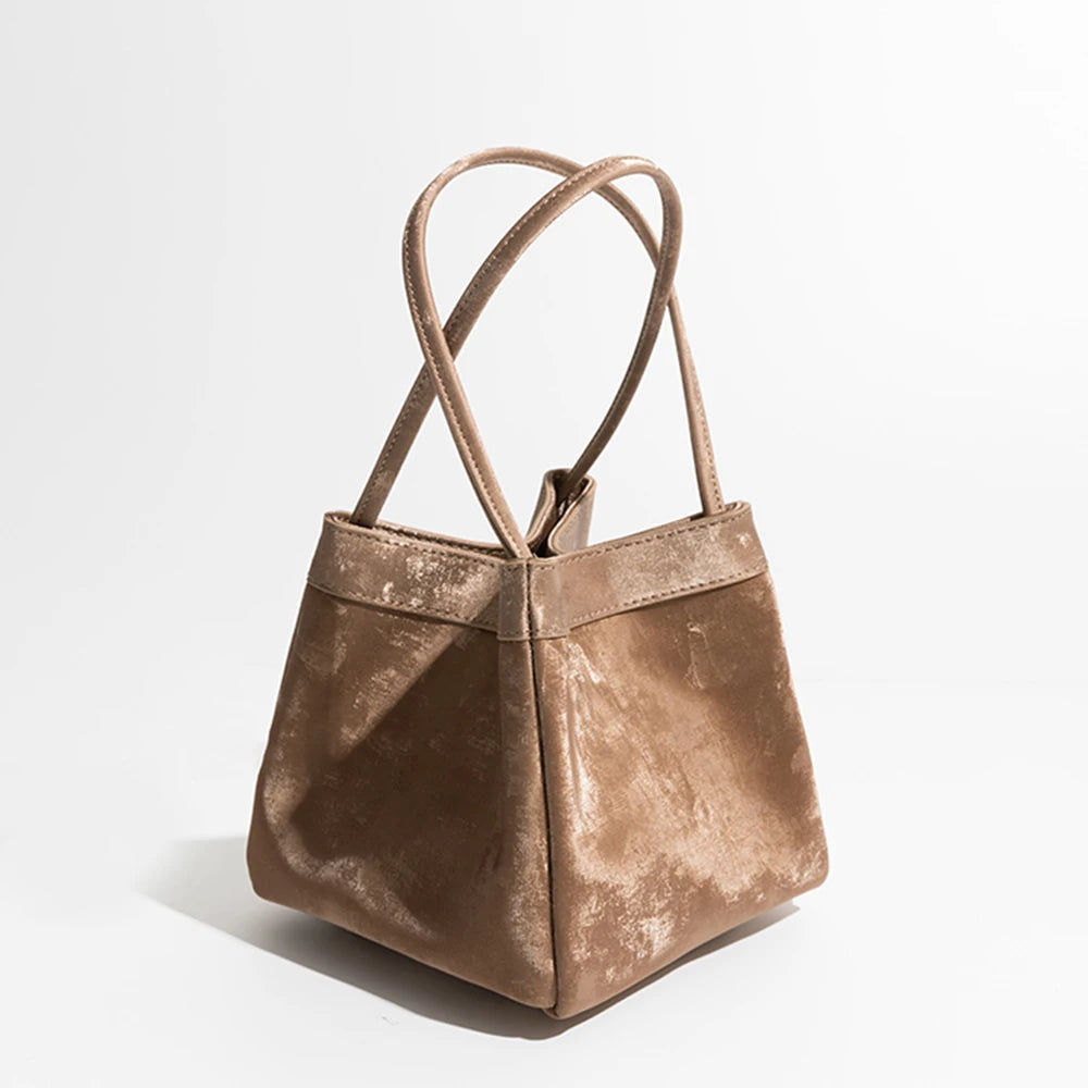 Custom Name Suede Leather Shoulder Bag with Top Handle