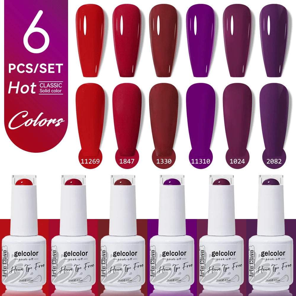 Arte Clavo 6PCS HEMA & TPO Free Gel Nail Polish Set