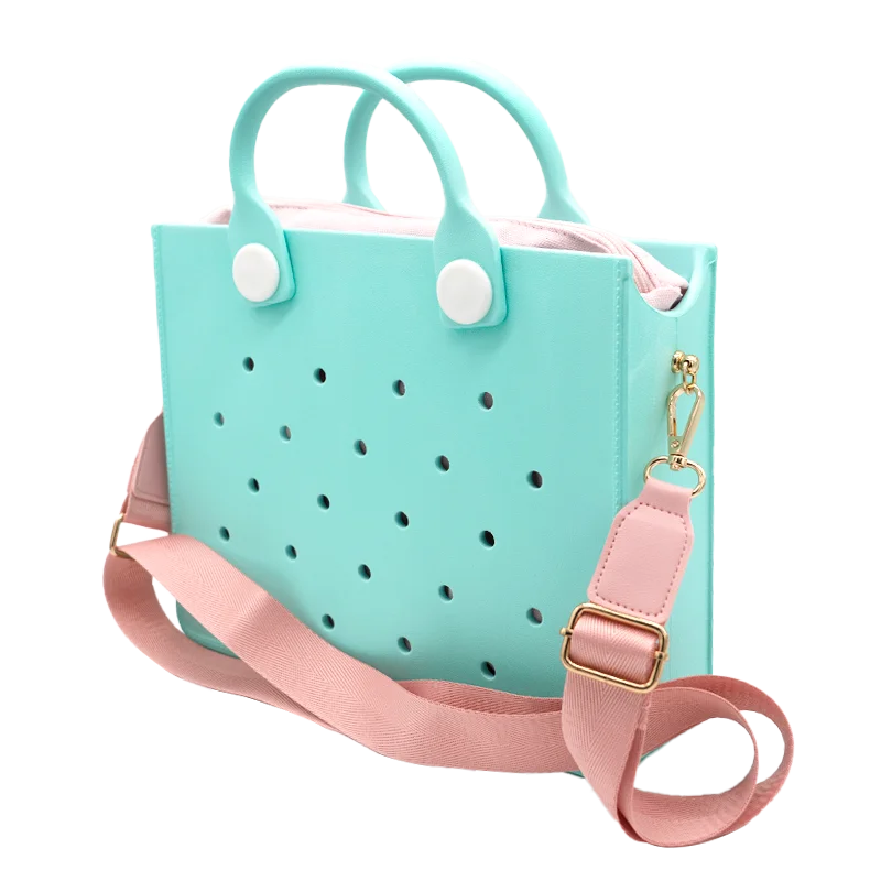 Waterproof EVA Tote Bag with Charm Holes