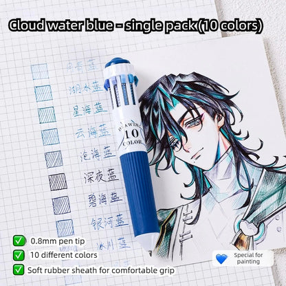 0.8mm Soft Grip Multi-Colour Ballpoint Pen for Drawing & Writing