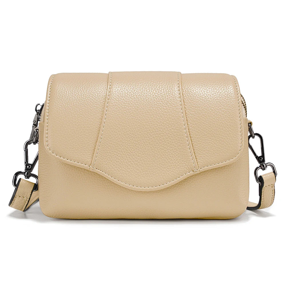 Genuine Leather Multi-Compartment Crossbody Bag