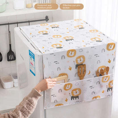 Refrigerator Dust Cover with Storage Pockets