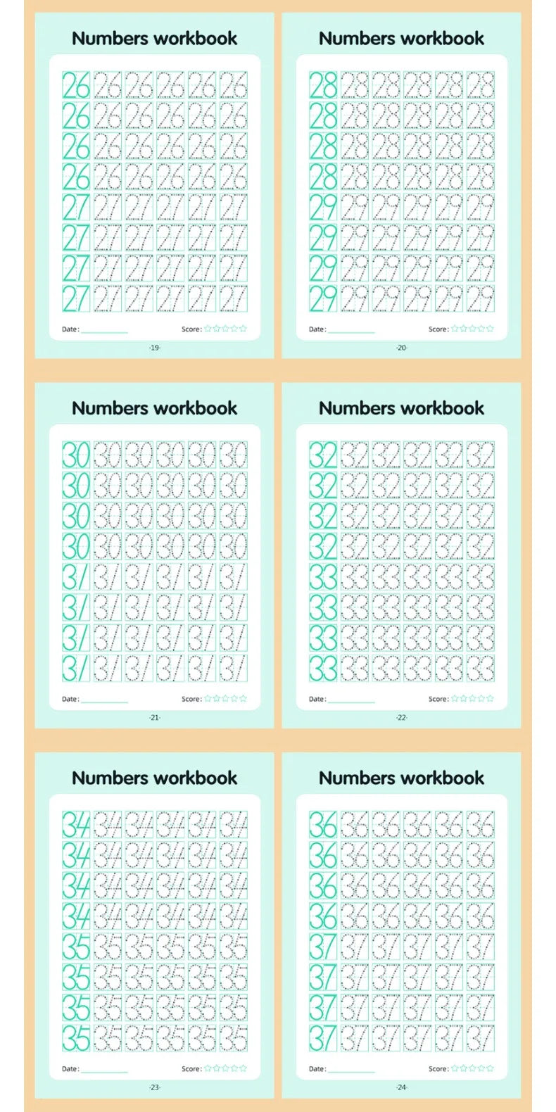 0–100 Number Tracing Practice Workbook