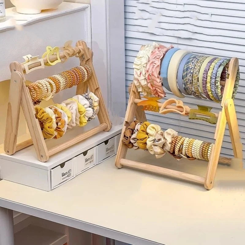Foldable 3/4-Tier Wooden Jewelry Display Stand