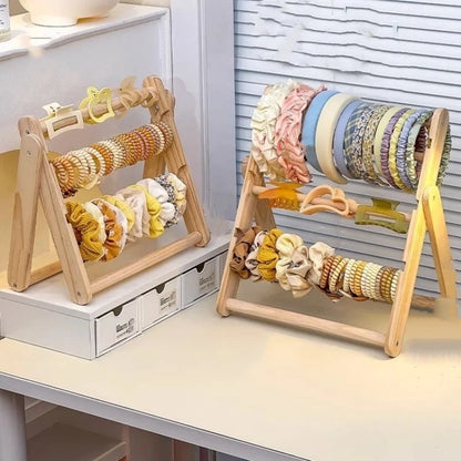 Foldable 3/4-Tier Wooden Jewelry Display Stand