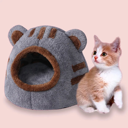 Bear Head Plush Pet Cave Bed