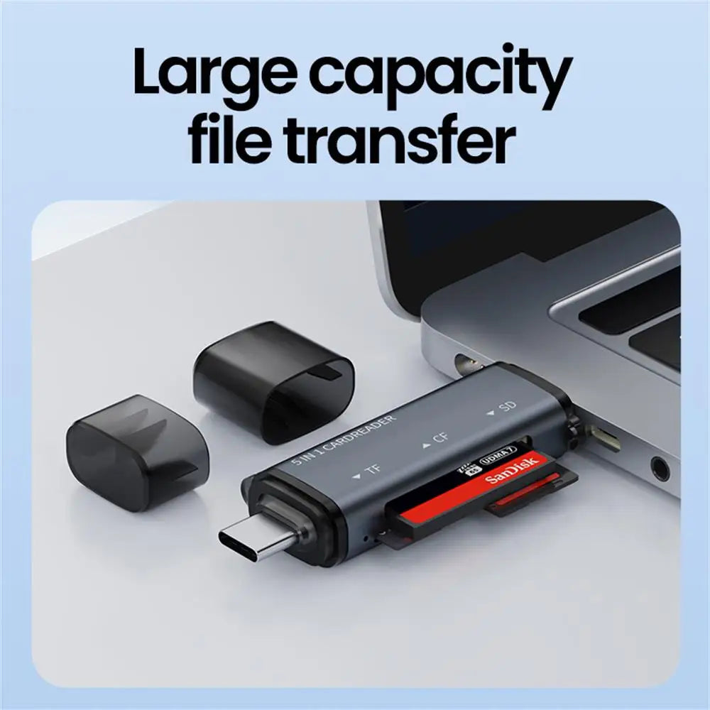 5-in-1 USB & Type-C Card Reader