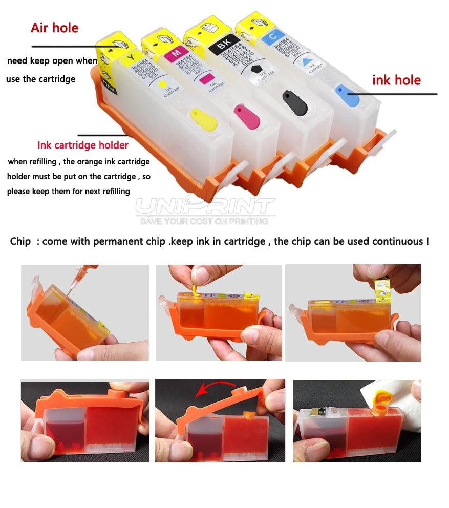 Refillable Ink Cartridge Set for HP 912/915/910