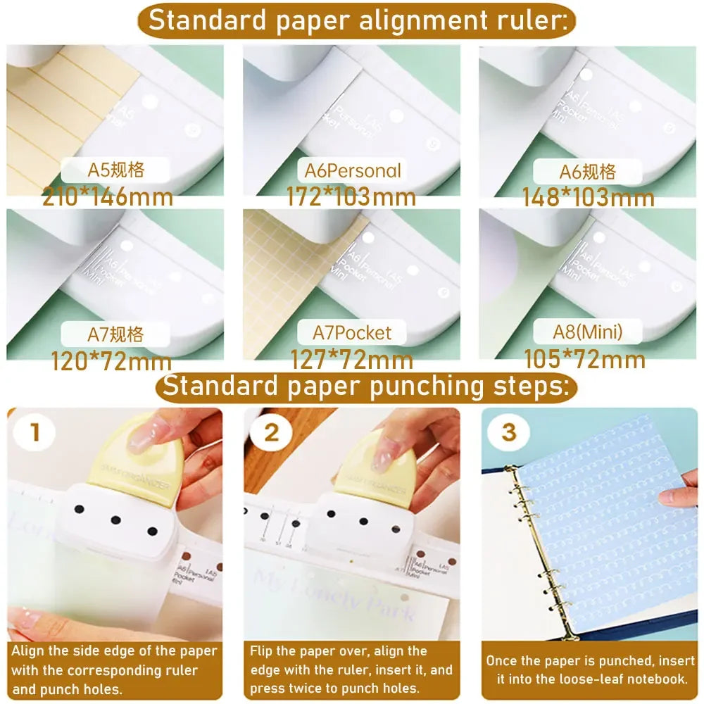 3-Hole Circular Paper Punch for DIY Planners & Notebooks