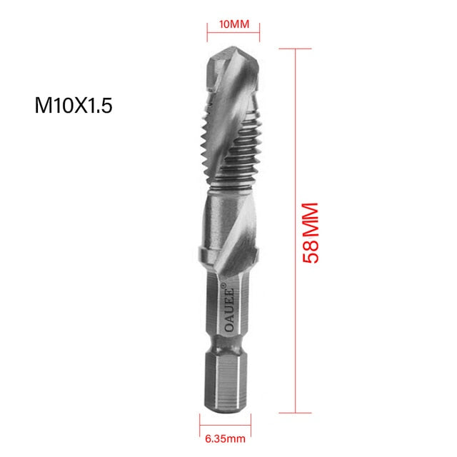 1/2/3/6Pcs Tap Drill Bit Hex Shank Titanium Plated HSS Screw Thread