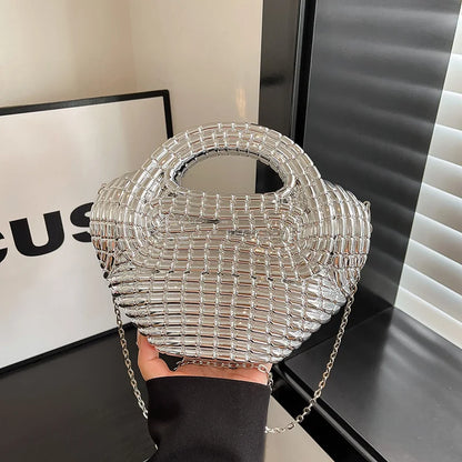 Metallic Acrylic Woven Handbag