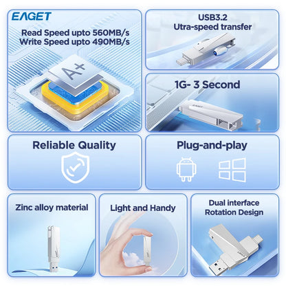 Eaget Dual USB-C & USB 3.2 Flash Drive