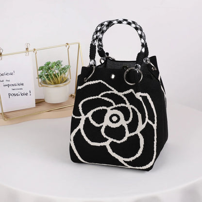Mini Knitted Bucket Bag – Colorblock Women’s Handbag
