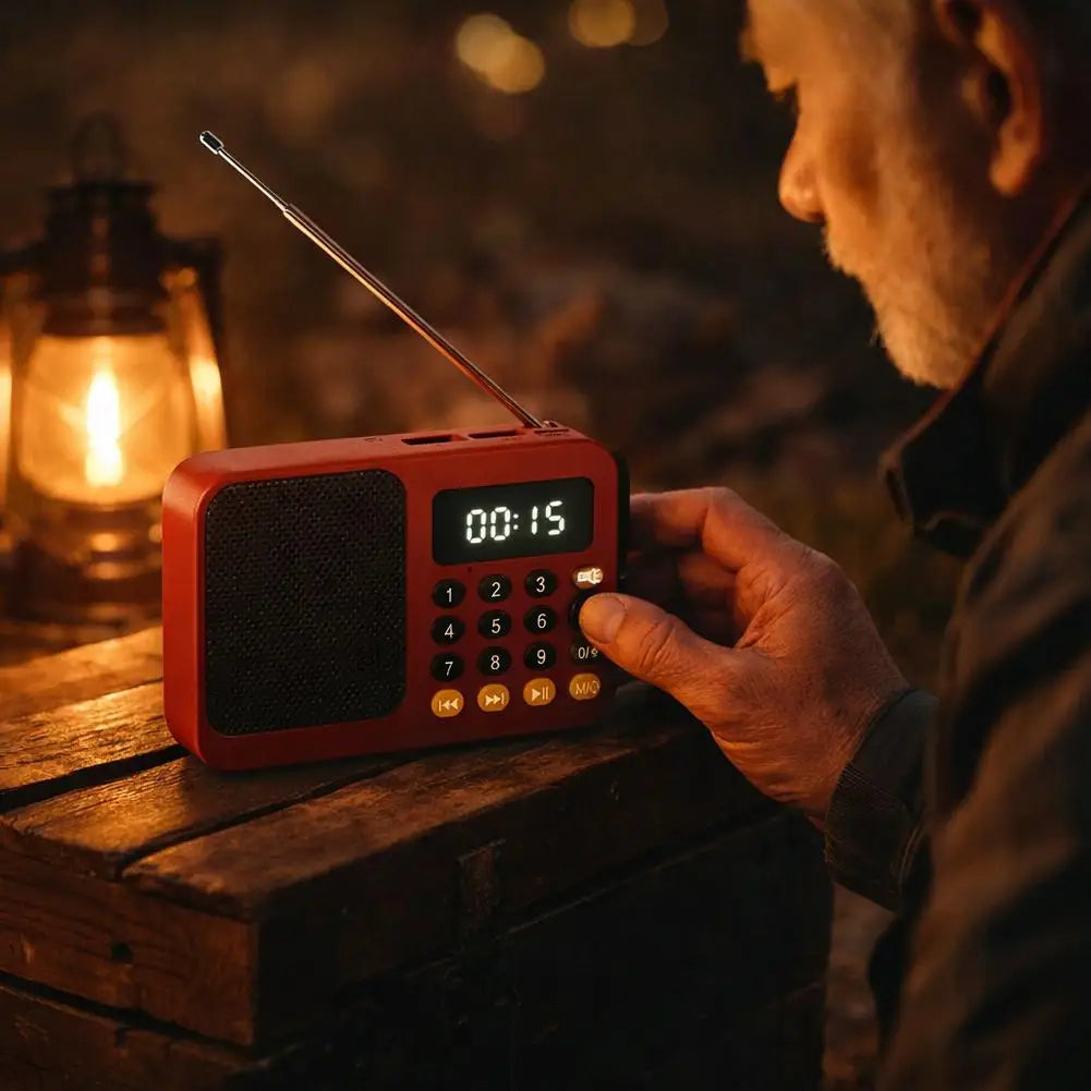 Portable FM Radio & Bluetooth Speaker with LED Light