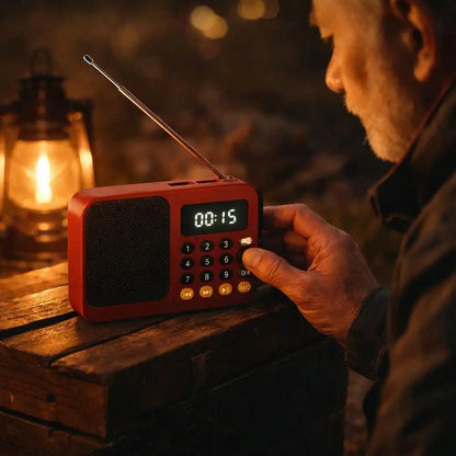 Portable FM Radio & Bluetooth Speaker with LED Light