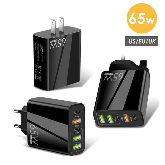 65W 5-Port USB & USB-C Fast Wall Charger