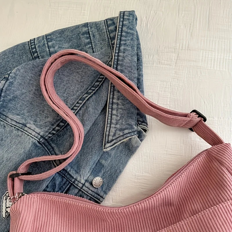 Corduroy Half Moon Shoulder Bag
