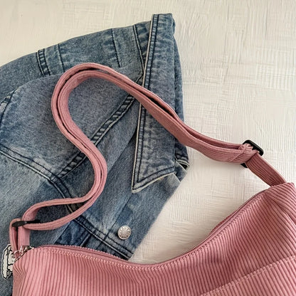 Corduroy Half Moon Shoulder Bag