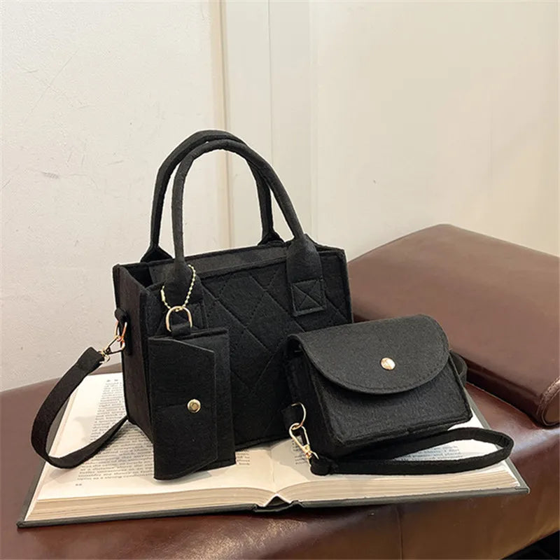 Felt Tote, Crossbody Bag & Wallet Set for Everyday Use