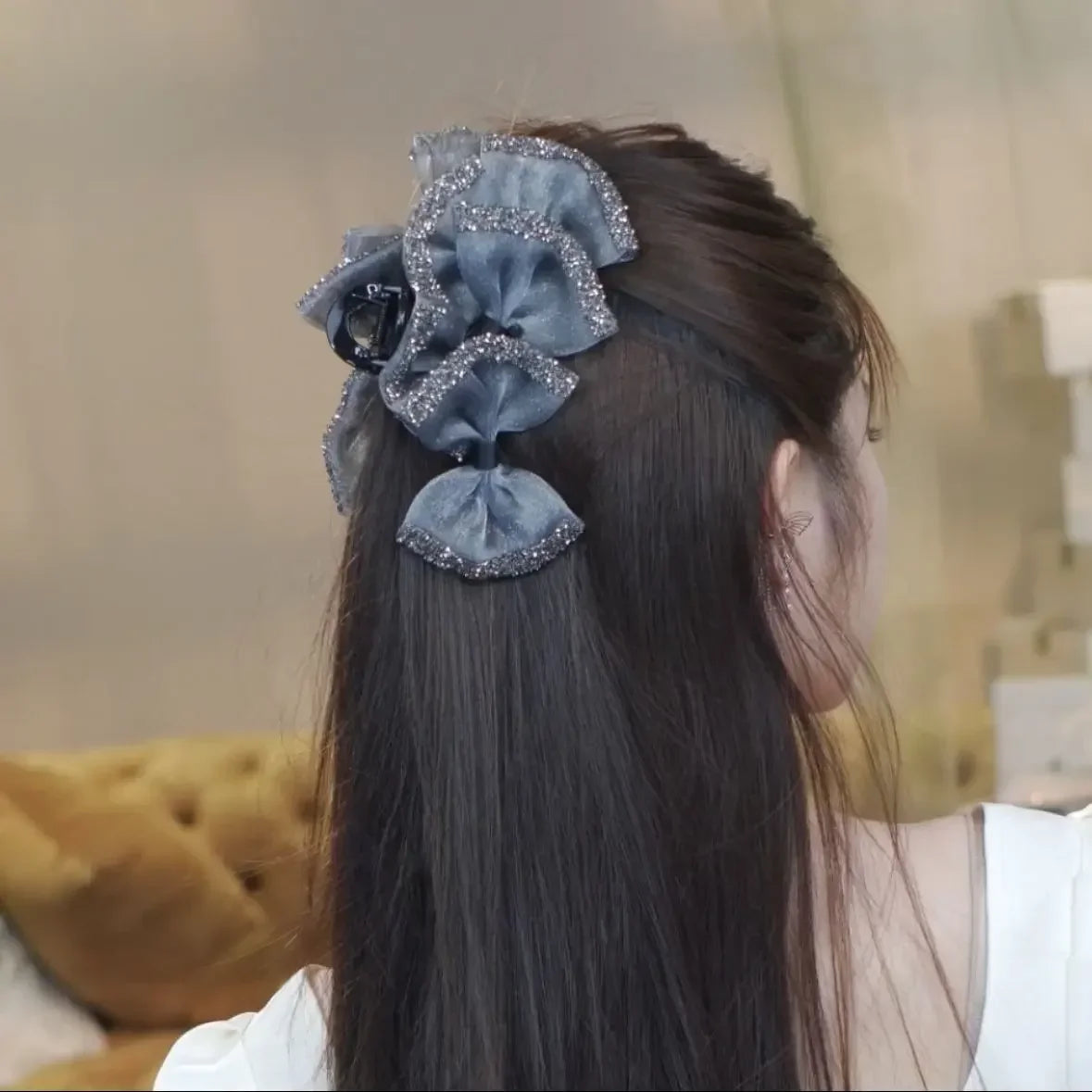 Bowknot Mesh Hair Claw Clip