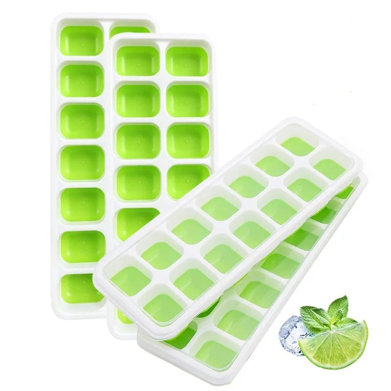 14-Grid Silicone Ice Cube Tray with Lid
