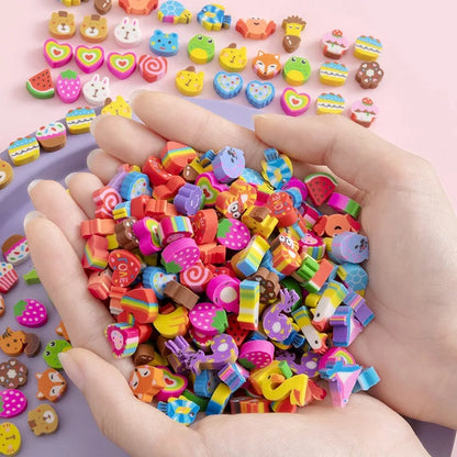 Mini Cartoon Eraser Set – Fruit, Animal & Heart Capsule Collection