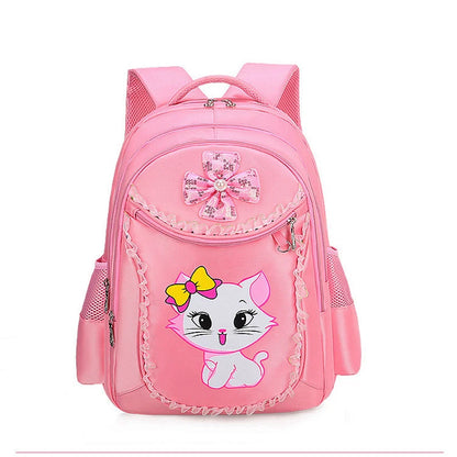Pink Cat Bowknot Kids School Backpack