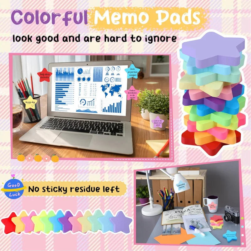 Colorful Star Sticky Notes Memo Pad Set