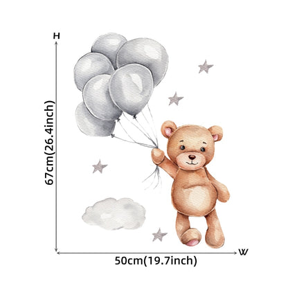 Cartoon Teddy Bear Sleeping on the Moon and Stars Wall Stickers