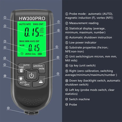 Electroplate Metal Coating Thickness Tester HW-300