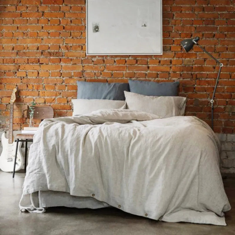 100% Linen Stone Washed Duvet Cover Set
