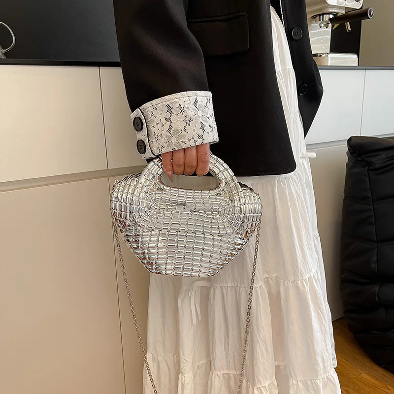 Metallic Acrylic Woven Handbag