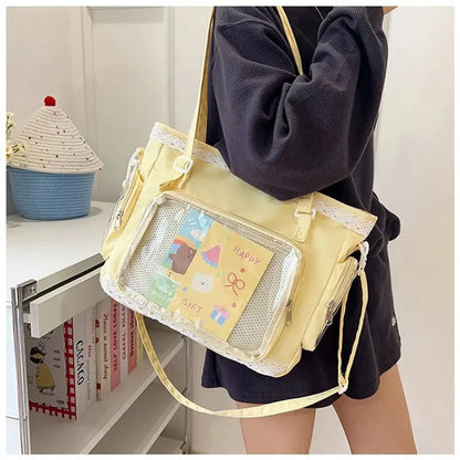 Large Canvas Ita Crossbody Tote Bag